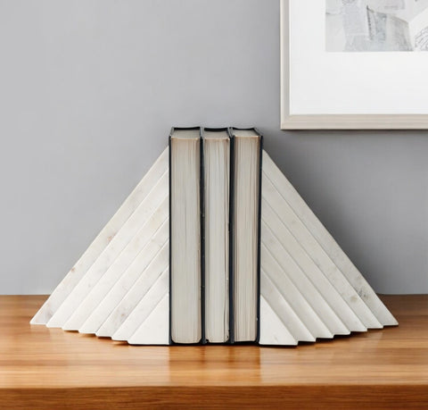 Set of Two 9" White Polyresin Decorative Bookends