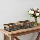 Set of Two 19" Gray Metal Basket
