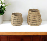 Set of Two Brown Wicker Baskets