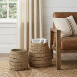 Set of Two Brown Wicker Baskets