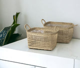 Set of Two Brown Wicker Basket