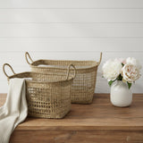 Set of Two Brown Wicker Basket