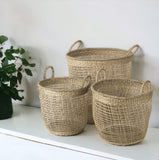 Set of Three Natural Wicker Basket