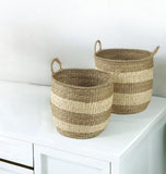 Set of Two Natural And Beige Wicker Basket
