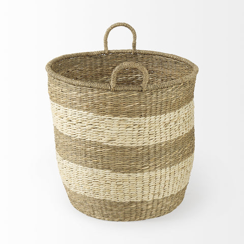 Set of Two Natural And Beige Wicker Basket