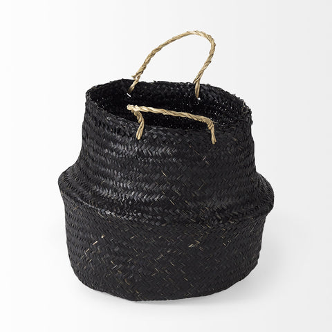 Set of Three Black Wicker Basket