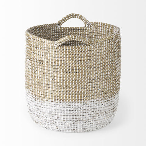 Set of Three Beige And White Wicker Desk Organizer