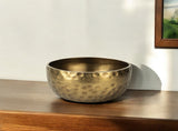 11" Antiqued Brass Hammered Artisan Round Centerpiece Bowl