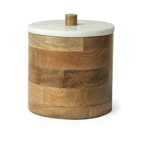 9" Brown Cylinder Solid Wood