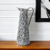 20" Black And White Cylinder Metal Urns Jars