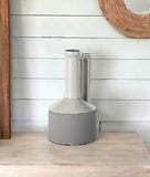 9" Gray And White Cylinder Ceramic Urns Jars