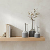 13" Gray And White Cylinder Ceramic Urns Jars