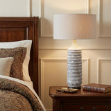 31" Gray Lamp Base LED With Beige Shade