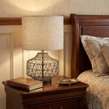 20" Black Lamp Base LED With Brown Shade
