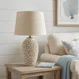 26" Beige Faux Coral Table Lamp With Empire Shade