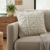 Off White Embossed Details Pillow Cover