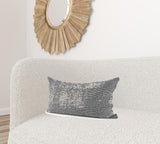 14" X 26" Black And White Herringbone Plaid Linen Throw Pillow Cover