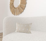 Beige And White Leaf Pattern Lumbar Pillow Cover