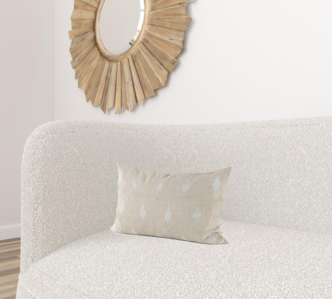 Beige And White Leaf Pattern Lumbar Pillow Cover