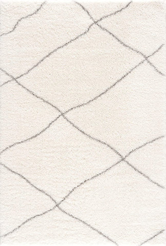 4' X 6' Ivory Modern Uneven Lattice Area Rug