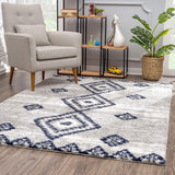 8' X 11' Gray And Navy Boho Chic Area Rug
