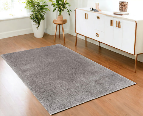 4' X 6' Gray Modern Solid Shag Area Rug