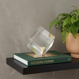 5" Optical Glass Cube And Gold Sculpture