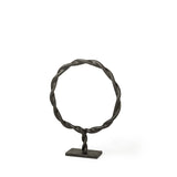 15" Black Metal Round Braided Tabletop Sculpture