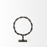 15" Black Metal Round Braided Tabletop Sculpture