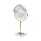 11" Antiqued Gold And White Metal And Resin Coastal Tabletop Sculpture