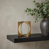6" Burnished Gold Metal Circle Square Sculpture