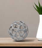 Light Gray Metal Hollow Orb Sculpture