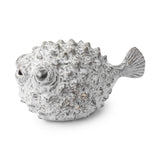 6" White Ceramic Puffer Fish Tabletop Sculpture