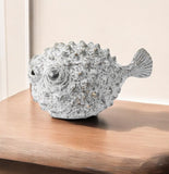 6" White Ceramic Puffer Fish Tabletop Sculpture