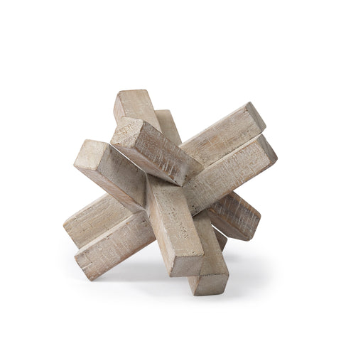 6" Light Brown Solid Wood Geometric Tabletop Sculpture