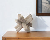 6" Light Brown Solid Wood Geometric Tabletop Sculpture