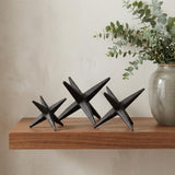 Set of Three Black Cast Iron Star Tabletop Sculptures