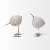 8" Off White Resin And Metal Snipe Bird Tabletop Sculpture
