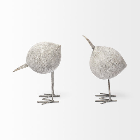 8" Off White Resin And Metal Snipe Bird Tabletop Sculpture