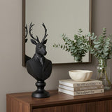 23" Black Polyresin Suited Deer Bust Tabletop Sculpture