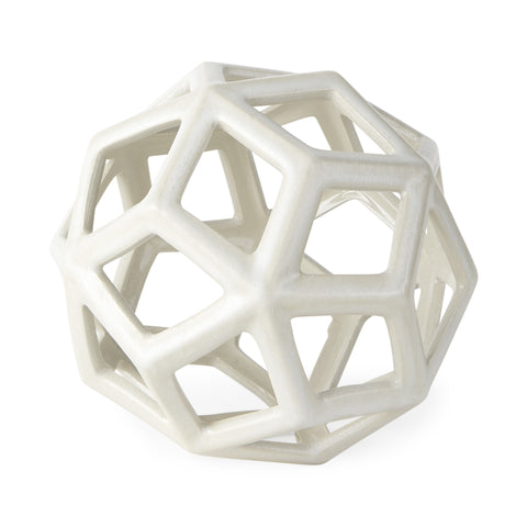 7" White Ceramic Decorative Orb Tabletop Sculpture