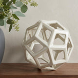 7" White Ceramic Decorative Orb Tabletop Sculpture