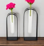 Set Of Two Black Metal Test Tube Decor Pieces