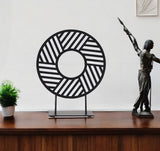 11" Black Metal Geometric Circle Tabletop Sculpture