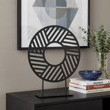 11" Black Metal Geometric Circle Tabletop Sculpture