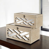16" Off White Solid Wood Desk Organizer