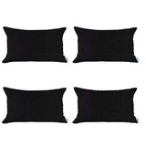 Set Of 4 Black Jacquard Lumbar Pillow Covers