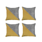Set Of 4 White And Yellow Diagonal Pillow Covers