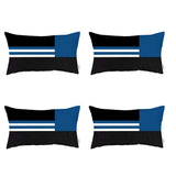 Set Of 4 Blue And Black Lumbar Pillow Covers