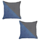 Set Of 2 Blue Houndstooth Pillow Covers